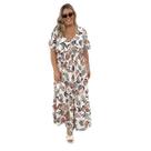 Vestido viscose de manga curta decote V - Melany