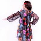 Vestido Viscose "Estilista" e Tule + Par de Presilhas