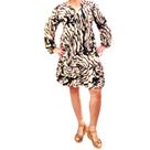 Vestido Viscose Zebra manga Comprida decote V Veste do 36 ao 42
