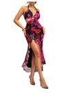 Vestido WDIRARA com corte frente e estampa floral de chita para mulheres