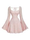 Vestido WDIRARA Floral Jacquard Mesh Gothic A Line rosa claro