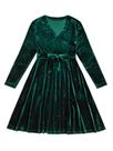 Vestido WDIRARA Velvet Glitter Wrap com decote em V e manga comprida para menina Vestido WDIRARA Velvet Glitter Wrap com decote em V e manga comprida para menina