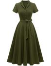 Vestido Wedtrend WTP30001 Army Green 40s Vintage Tea Length