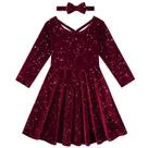 Vestido Weixinbuy Toddler Girl Velvet Twirl Outono/Inverno Vestido Weixinbuy Toddler Girl Velvet Twirl Outono/Inverno