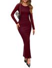 Vestido WIHOLL Red Bodycon Maxi de manga longa 2025 para mulheres Vestido WIHOLL Red Bodycon Maxi de manga longa 2025 para mulheres