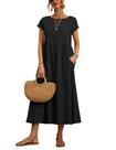 Vestido WROLEM, casual de verão, de algodão com bolsos, feminino, 2024 Vestido WROLEM, casual de verão, de algodão com bolsos, feminino, 2024