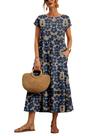 Vestido WROLEM, casual de verão, de algodão com bolsos, feminino, 2024 Vestido WROLEM, casual de verão, de algodão com bolsos, feminino, 2024