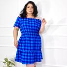 Vestido Xadrez Feminino Plus Midi Elegante Soltinho Rodado