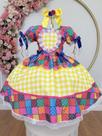 Vestido Xadrez Festa Junina Infantil Amarelo Coração Junino Caipira Quadrilha Sinhá São João Luxo