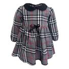 Vestido Xadrez Infantil Flanelado Manga Longa Cinza Longo