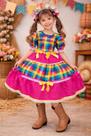Vestido Xadrez Infantil Rosa Pink Colorido Festa Junina Junino Caipira Quadrilha Laço Rodado Juvenil