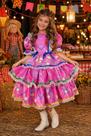 Vestido Xadrez Infantil Tule Rosa Babados Festa Junina Laços Junino Caipira Quadrilha Luxo São João