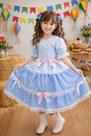 Vestido Xadrez Junino Infantil Azul Bebê Coração Rosa Laços Festa Junina Caipira Quadrilha Sinhá