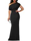Vestido YMDUCH Elegante Sem Mangas Ombro a Ombro Justo Preto