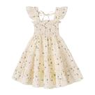 Vestido YOUNGER TREE para meninas, sem mangas, babado, bege, 5-6T