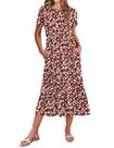 Vestido Zeagoo Summer casual, solto, linho de praia, vermelho, floral, 2 M