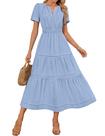 Vestido ZESICA Summer Casual Midi para mulheres azul tamanho L