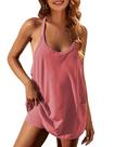 Vestido Zhiyouni Summer sem mangas com decote em V e shorts vermelhos para mulheres