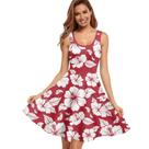 Vestido ZWPINITUP Vermelho com Estampa Tropical Floral, Sem Mangas, com Bolsos, XS
