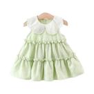 Vestidos Casuais Sem Mangas Para Bebê Menina Com Gola De Renda, Cor Sólida, Novo