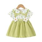 Vestidos de bebê menina verão flor impressa doce gola boneca manga curta roupas infantis para bebê Vestidos de bebê menina verão flor impressa doce gola boneca manga curta roupas infantis para bebê