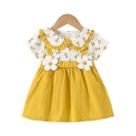 Vestidos de bebê menina verão flor impressa doce gola boneca manga curta roupas infantis para bebê Vestidos de bebê menina verão flor impressa doce gola boneca manga curta roupas infantis para bebê