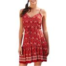 Vestidos de estilo boêmio profundo com decote em V feminino Vestido estampado floral de manga curta