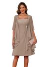 Vestidos para a mãe da noiva YMSHA Chiffon A Line Taupe 18