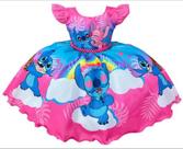 VestidoTematico Infantil Lilo E Stitch E Amigos Pink Festa N1334