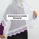 Véu Ccb Adulto Renda Guipir Larga Com Aplique Floral (Mariana)