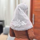 Véu Ccb Congregação Cristã Aplique Floral Renda Guipir Adulto (modelo Fernanda)