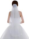 Véu de casamento Edith qi Simple Tulle, 2 camadas, branco marfim, 76 cm