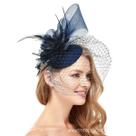 Véu Noiva Rosto Voilet Vintage Tule Chapéu Azul Casamento