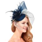 Véu Noiva Rosto Voilet Vintage Tule Chapéu Azul Casamento -