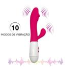 Vibrador Feminino com Estimulador de Clitoris 10 Modos de Vibração Feito em Silicone Pink Super Mute Design