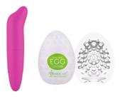 Vibrador Feminino Ponto G Golfinho + Masturbador Masculino Egg Ovo