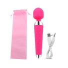 Vibrador Portátil Varinha Mágica Silicone Rosa USB 6000 Rpm Rosa