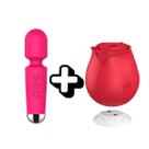 Vibrador Varinha Mágica 20 Modos e Rosa Estimuladora de Clitóris com Pulsação
