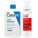 Vichy Dercos e Cerave Kit Shampoo + Loção de Hidratante