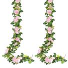 Videira de rosas artificiais Sggvecsy Pink 4 Big Rose 5 Rose Bud