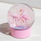 Vidro Snow Globe Mingfuxin Pink Flamingos 100ml para crianças