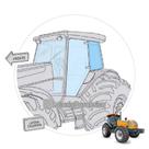 Vidro Temperado para Janela Traseira Esquerda de Trator Valtra G2 - Código 81474801