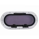 Vigia Oval Alumínio Anodizado Acrílico Fumê 175x375 mm Vigia Oval Alumínio Anodizado Acrílico Fumê 175x375 mm