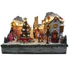Vila animada natalina casa resina c/led e som 35x24x28cm