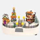 Vila de natal bela flor patins/gelo e ponte 24x14x2cm 91665 resina