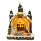 Vila igreja de natal c/ movimento e led - 26cm