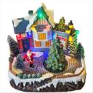 Vila Natalina LED Luz Movimento Noel Pinheiro A Pilha Enfeite 20cm