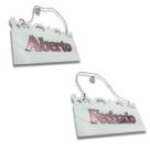 VINTAGE Aberto/Fechado em Acrílico - Branco com Rose