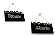 VINTAGE Aberto/Fechado em Acrílico - Preto com Dourado