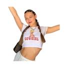 Vintage Punk Harajuku Y2k Dos Desenhos Animados Cowgirl Impressão Colheita Topo Manga Curta Camiseta
